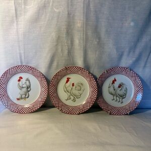Set of 3 Rooster Farmhouse Dessert Plates | 7.5”